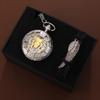 2 шт./набор, 1 шт. ретро модные мужские карманные часы мужские винтажные паук ожерелье кулон кварцевые карманные часы и 1 шт. повседневный винтажный браслет, идеально подходит для подарков