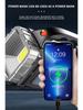 2026 Мощный светодиодный фонарик USB+Солнечная зарядка Фонарик COB Наружный туристический фонарь Портативный поисковый фонарь Power Bank для улицы