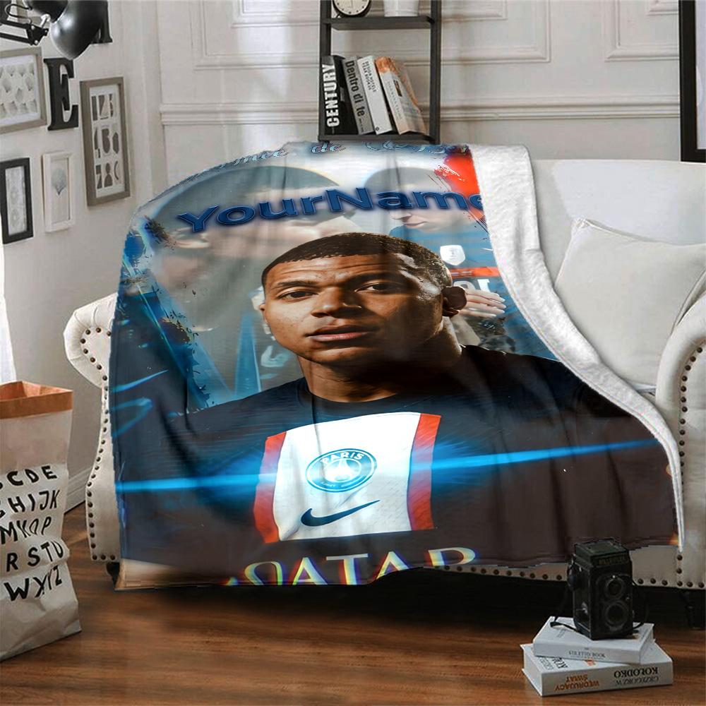 Mbappe Personalized Text Blanket Lightweight Personalized Blanket Comfortable Great for Bed Home Decor Office Nap Ideal for All Seasons