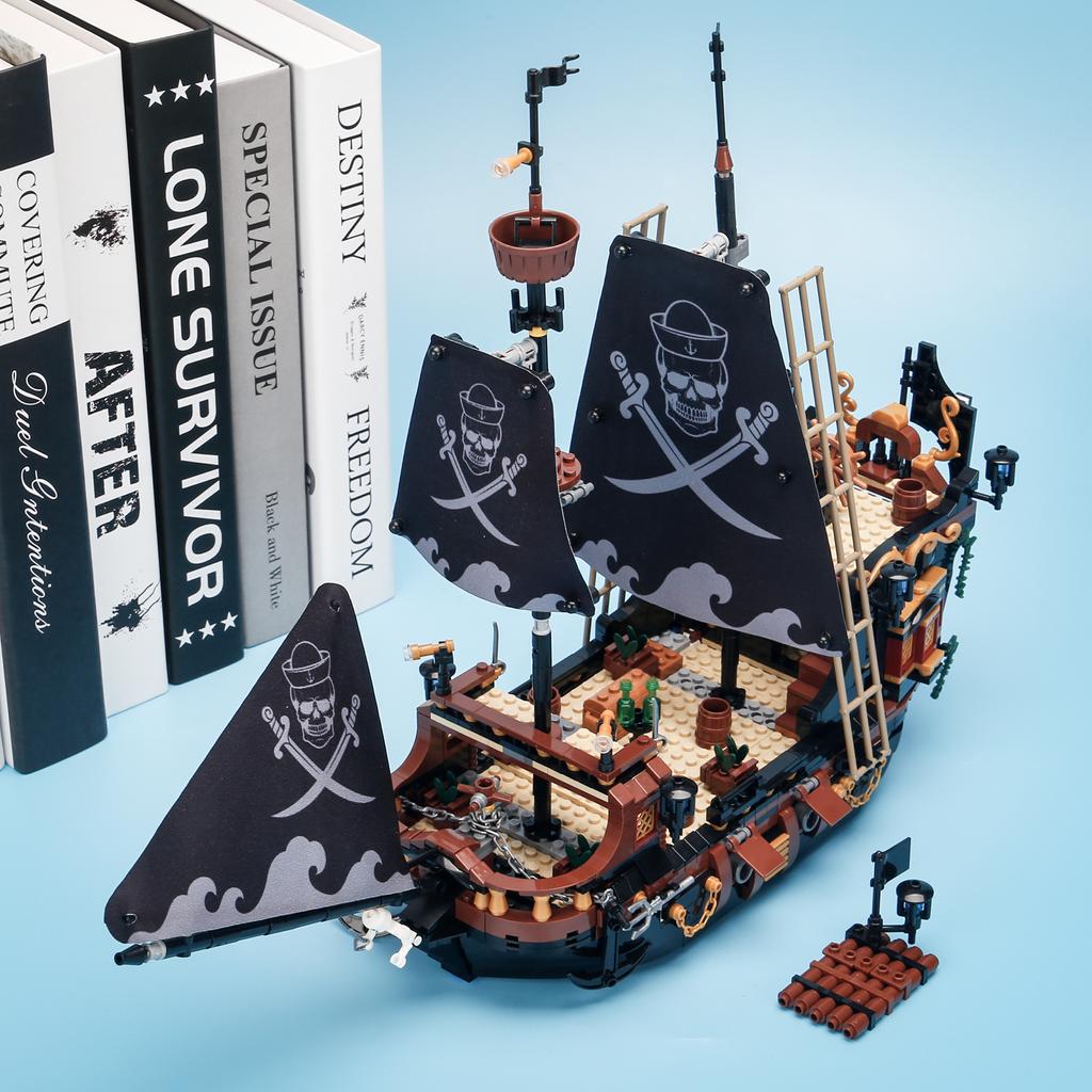 1328PCS Idea Black Ship Building Blocks Boat City DIY Bricks Toys with Figures Birthday Christmas Gift No Box