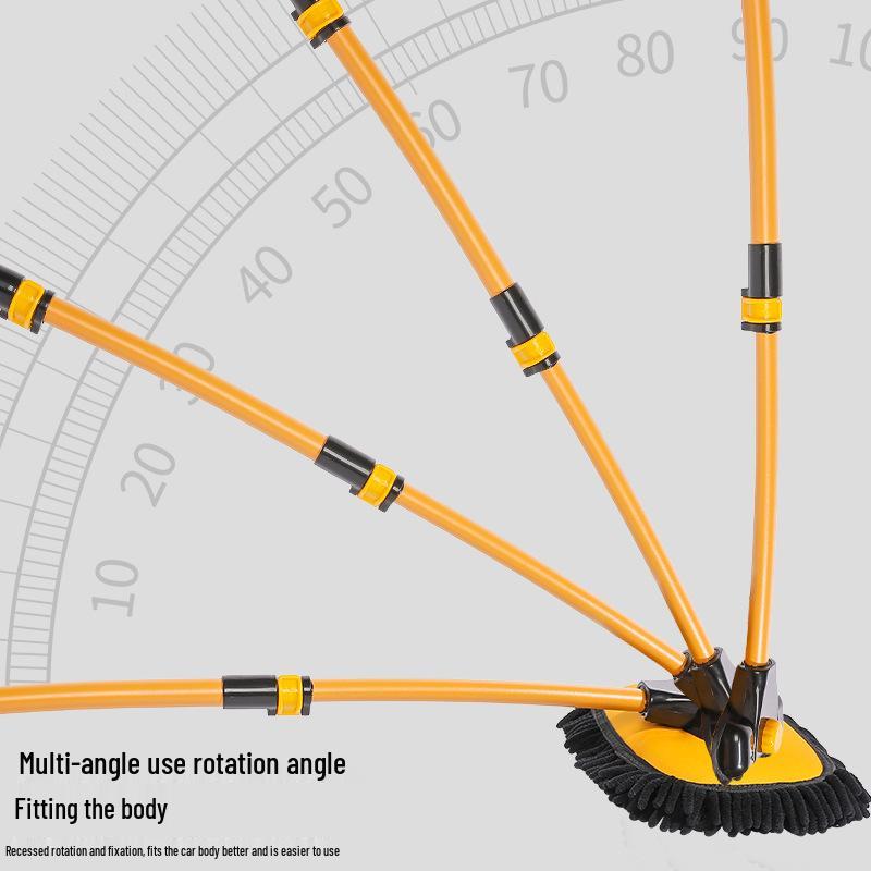 Выдвижная швабра для мытья автомобиля с трехсекционной ручкой и щеткой из шенилла - Изогнутая ручка, набор инструментов для воскования