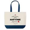 Tote Bag - PLANETEE - Bazar D'une Maryvonne D'amour (fond Bleu) - Coton - 40x45 Cm - Grand Format
