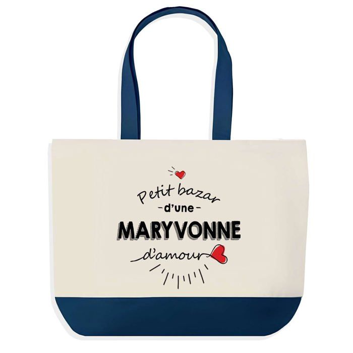 Tote bag - PLANETEE - Bazar d'une Maryvonne d'amour (fond bleu) - Coton - 40x45 cm - Grand format