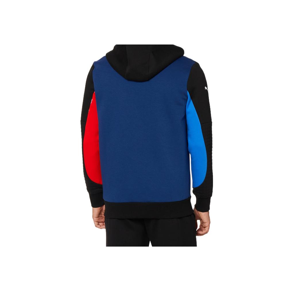 Puma BMW Motorsport Logo Patchwork Drawstring Zip Hoodie Jacket Men Outerwear Sky-Blue 531187-04