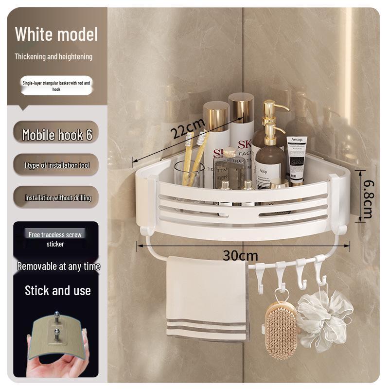 Gunmetal Punch-Free Space Aluminum Corner Bathroom Shelf