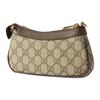 Gucci Сумка для маджонга Ophidia с двойным логотипом G и застежкой-молнией, изготовленная из холста и кожи, подмышечная сумка, сумка через плечо, мини-сумка для женщин, бежевого цвета с черными вставками.