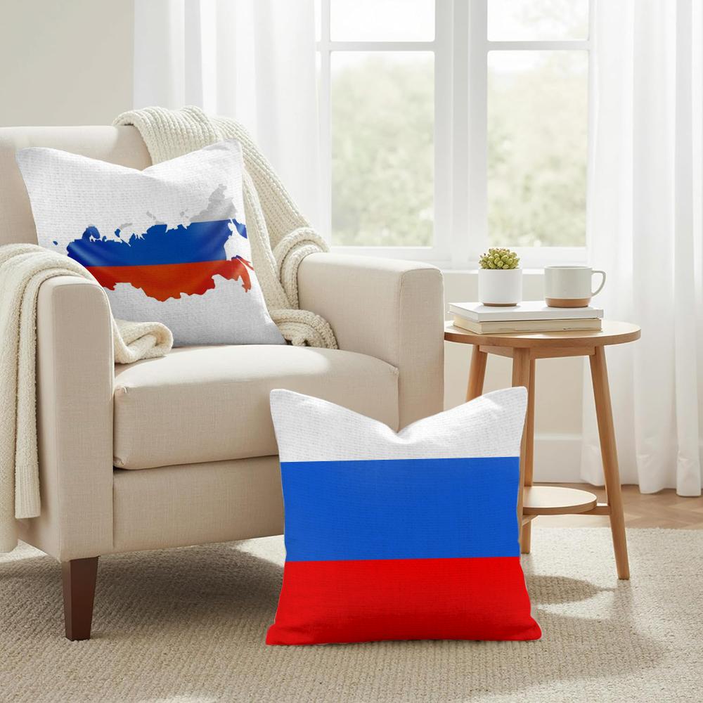 Чехол на подушку с принтом флага России Натуральный лен Органическая ткань Двусторонний принт Чехлы для диванных подушек Декор для дома