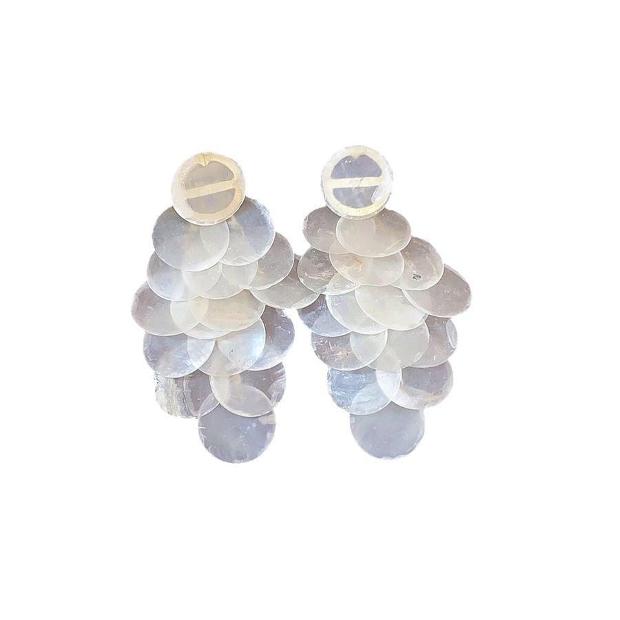 Tassel Stud Round French Shell Earrings Retro Exaggerated Style For A Unique Fashion Statement