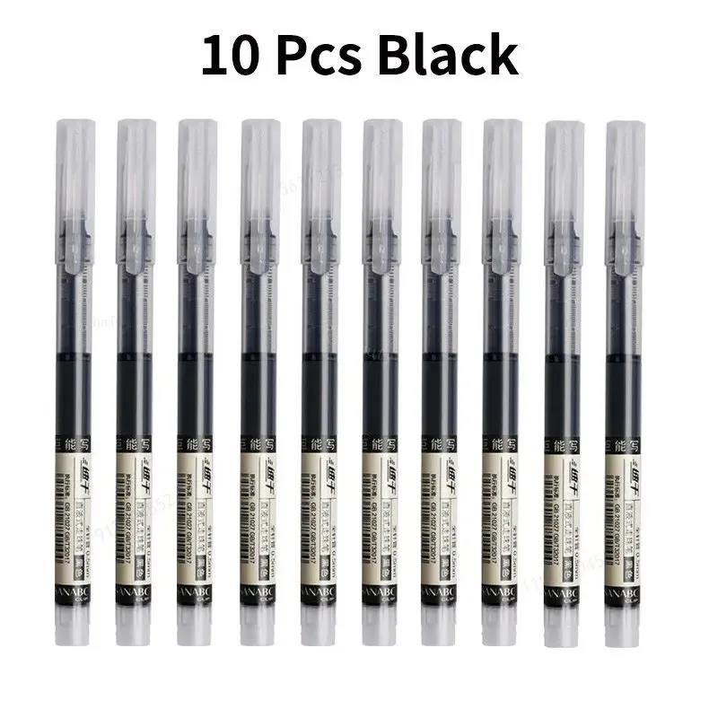 10pcs Rolling Ball Pens Quick Dry Ink, 0.5 mm Extra Fine Point Pens Liquid Ink Pen Rollerball Pens For Office School Stationery