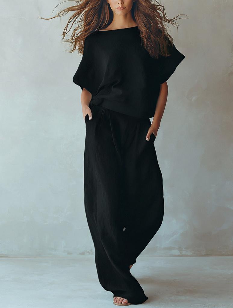 Summer European Style Casual Set Women Loose Fit Slimming Two Piece