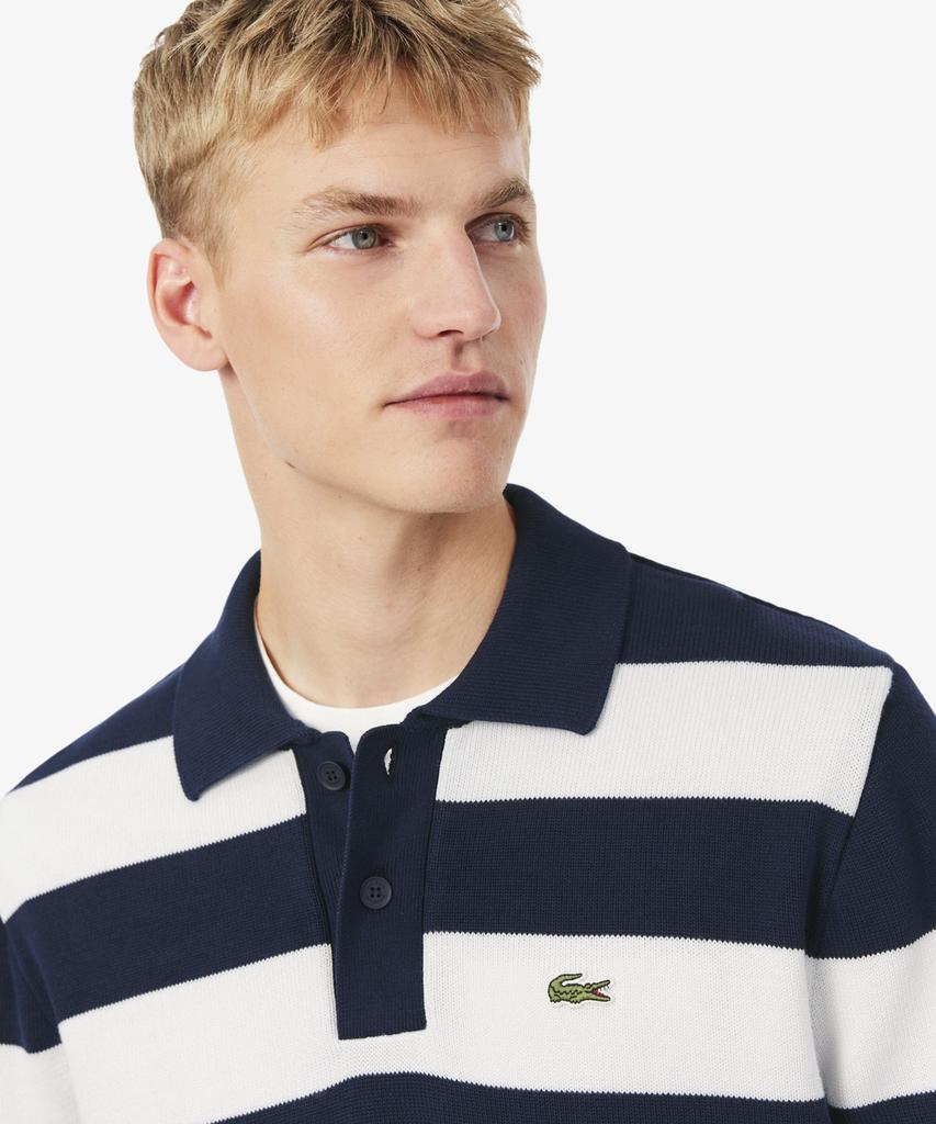 LACOSTE Men'S Bold Stripe Cotton Sweater Polo Shirt Ah0488-56N Hhw