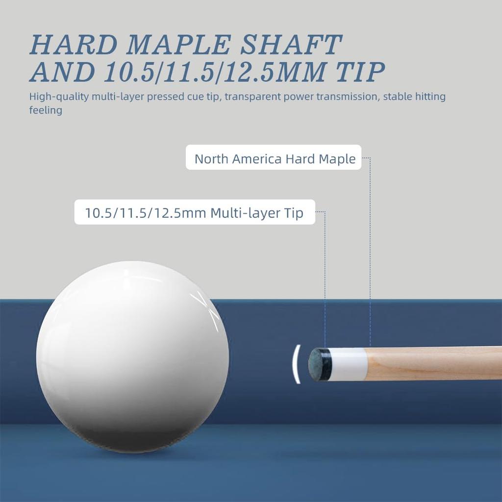 KONLLEN Pool Cue Stick 147cm Billiard Cue Stick Cue Head XTC Ferrule Extension Cue Bag 10.5mm, 11.5mm, 12.5mm