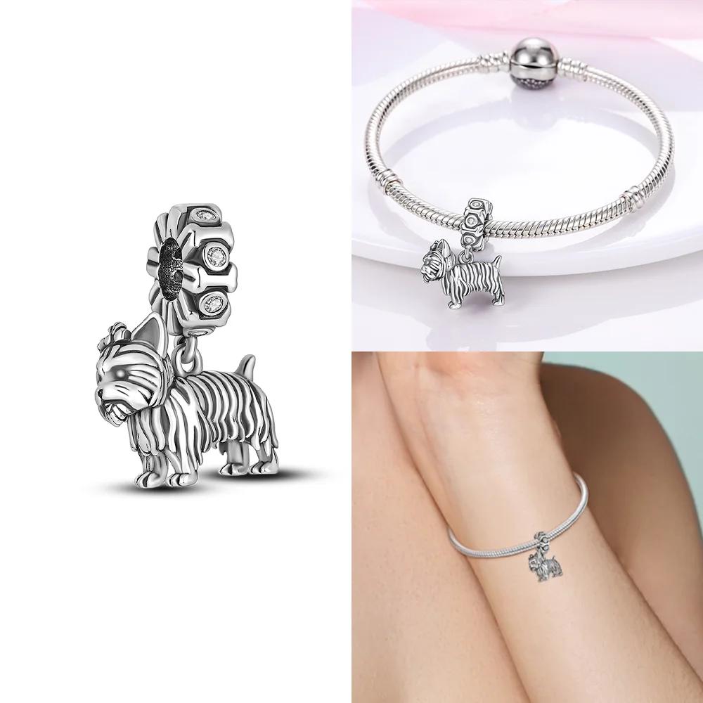 Медные Оригинальные Шармы Любовь Сердце Собака Кошка Лапы Подвеска Бусины Подходят для Браслета Mula DIY Ювелирные Изделия Для Женщин Подарок