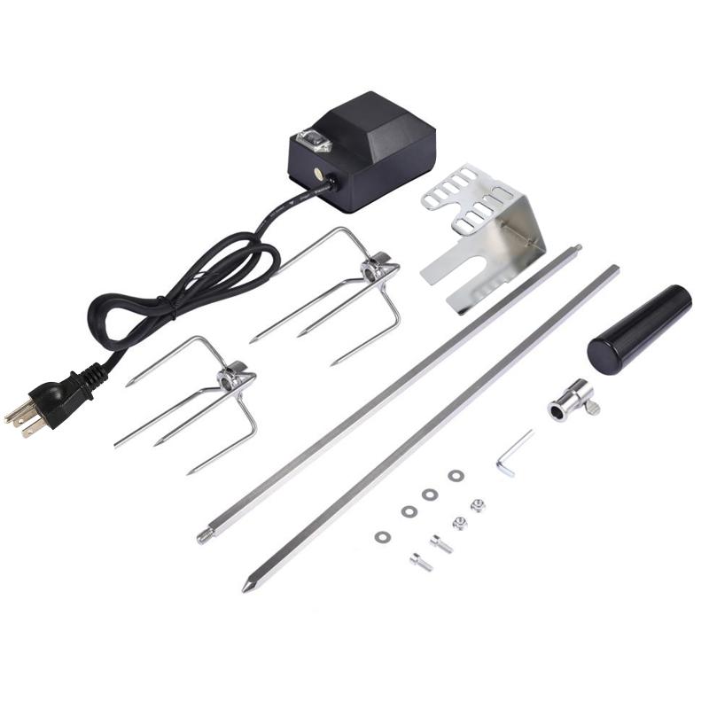 Универсальный Автоматический Комплект для Гриля-Вертела с Электродвигателем, Кронштейн для Барбекю, Вертел для Запекания, Шампур, Вилки для Мяса, Полные Держатели T