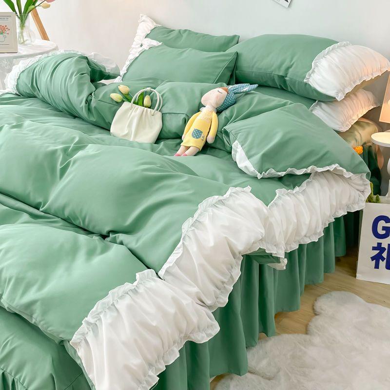 Кружевной постельный подзор из четырех частей, европейская атмосфера, простое одеяло, покрывало, простыня, постельное белье