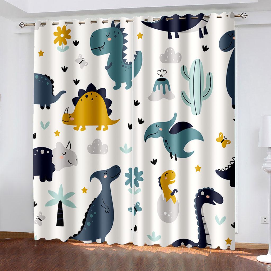 Cartoon Dinosaur Curtains For Children's Bedroom Drapes Window Curtains For Living Room Bedroom Blinds Kids Room Home Decor