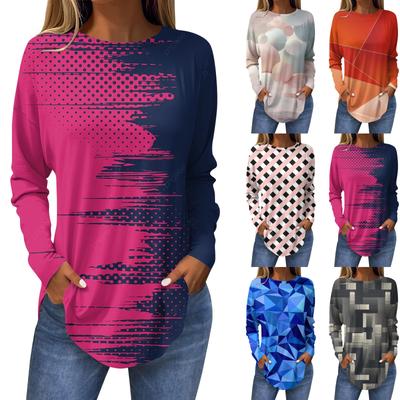 Ropa Mujer Tendencia 2024 Топы для женщин Модные женские повседневные топы с длинными рукавами и круглым вырезом с принтом Ropa De Mujer Y2k