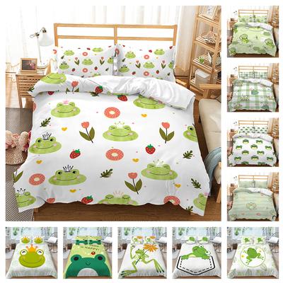 Комплект постельного белья с 3D мультяшной лягушкой, пуховое одеяло и наволочка с милыми животными, 2/3 шт., DE135*200, украшение для детской комнаты