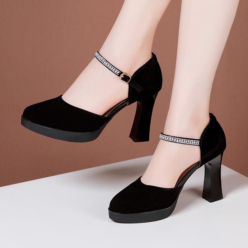 Туфли-лодочки из натуральной кожи на толстом каблуке 7/9/11 см, супервысокий каблук, водонепроницаемая платформа, женская обувь для вечеринки, туфли на высоком каблуке