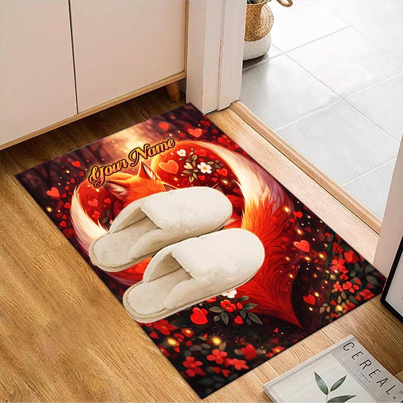 1PC Custom Name Heart Love Theme Floor Mat Ideal for Living Room, Game Rooms, Office, Bedroom,Floor Mat Playful Design