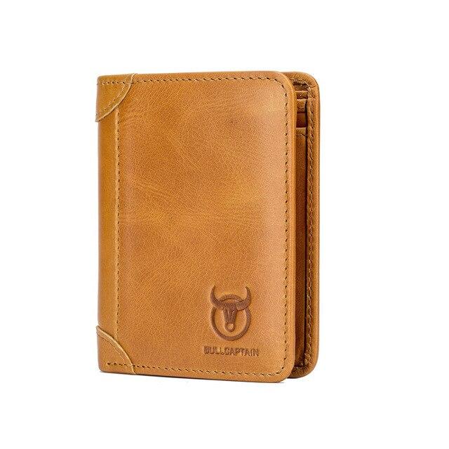 BULLCAPTAIN Genuine Leather Men Wallet Vintage Purse Card Holder Natural Leather Short Men Wallets Dollar Price Male Purse Gift