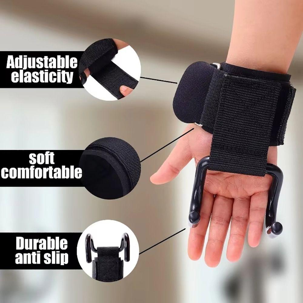 1/2Pcs Weight Strap Hand-Bar Wrist Strap With Wrist Wraps Gym Fitness Hook Weight Lifting Hooks