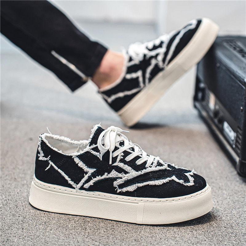 Модная мужская обувь парусиновые кроссовки на шнуровке на плоской платформе легитимные в продаже тренды 2025 без кожи удобная повседневная обувь для мужчин