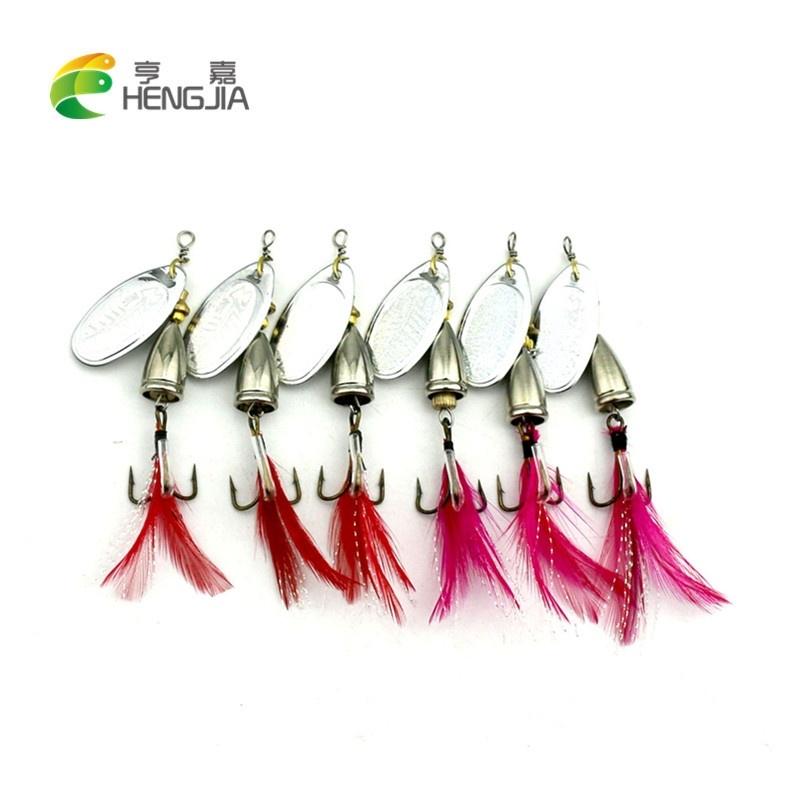 HENGJIA Рыболовная ложка 0,3 унции, металлическая жесткая наживка, рыболовные приманки для щуки, снасти, крючок, партия, 5 цветов в случайном порядке