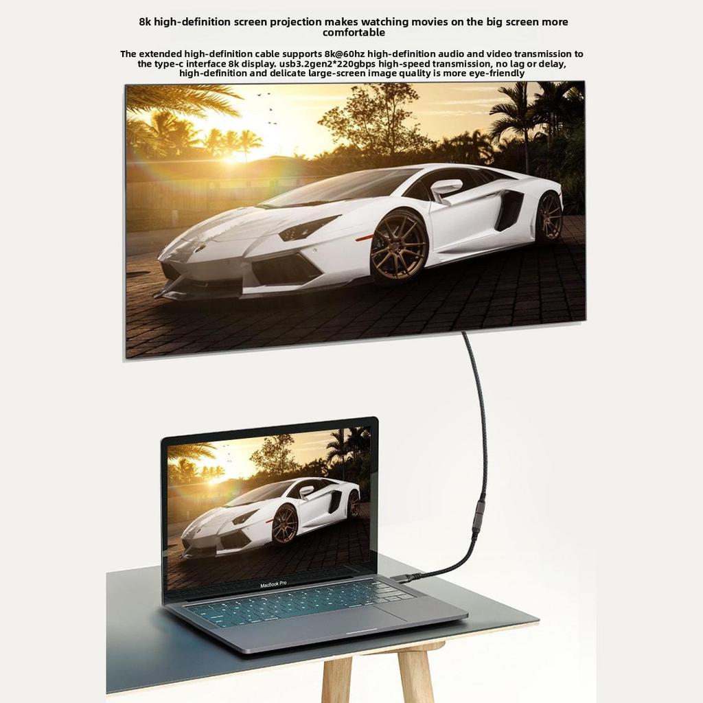Удлинительный кабель Type-C Папа-Мама USB 3.2 20 Гбит/с Кабель для передачи данных Кабель-адаптер для трансляции 8K Кабель для быстрой зарядки 240 Вт