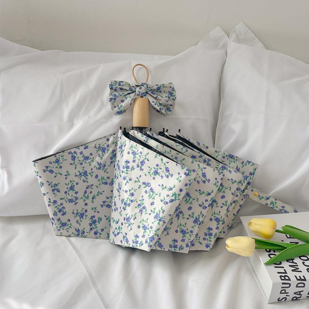 UV Protection Sunshade Umbrella Floral Patterns Dual Use Umbrella Travel