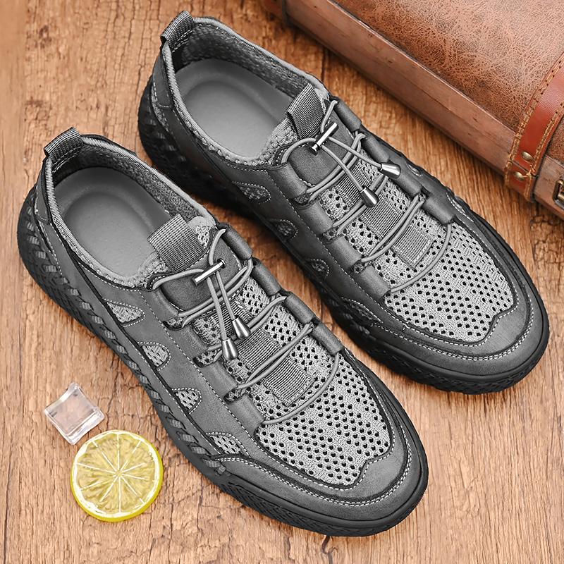 Летние мужские кроссовки для отдыха на открытом воздухе, дышащая сетка, повседневные туфли на плоской подошве, обувь для вождения, большой размер 39-46