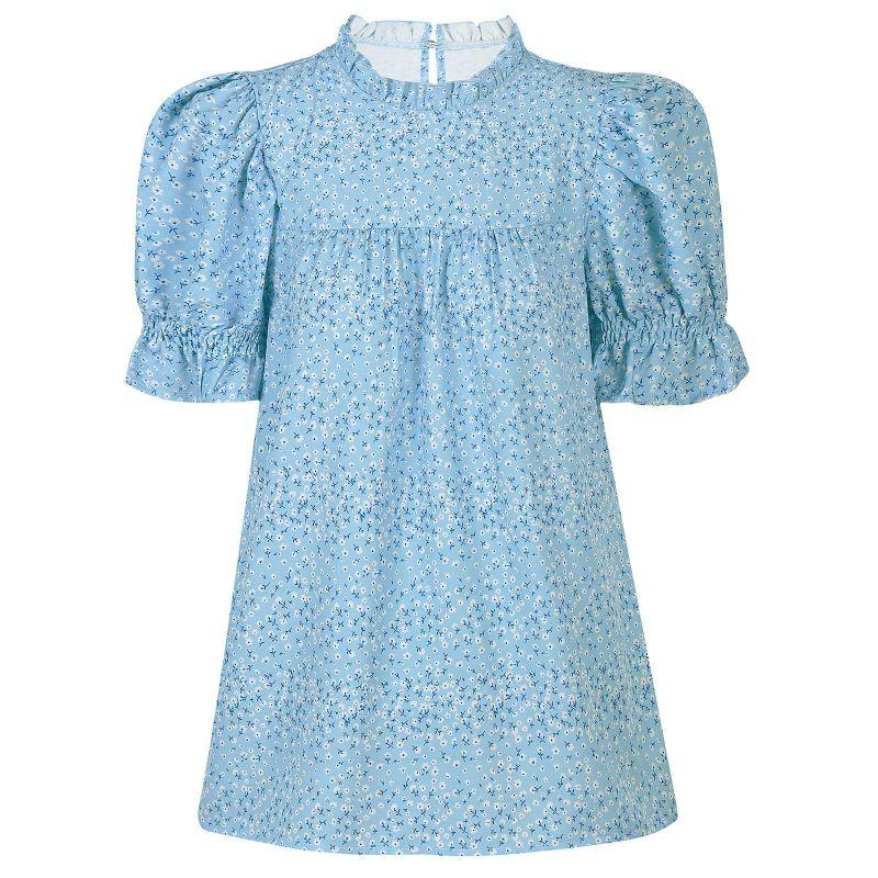 Женский летний новый топ с пышными рукавами, элегантная рубашка с принтом, винтажные блузки для женщин