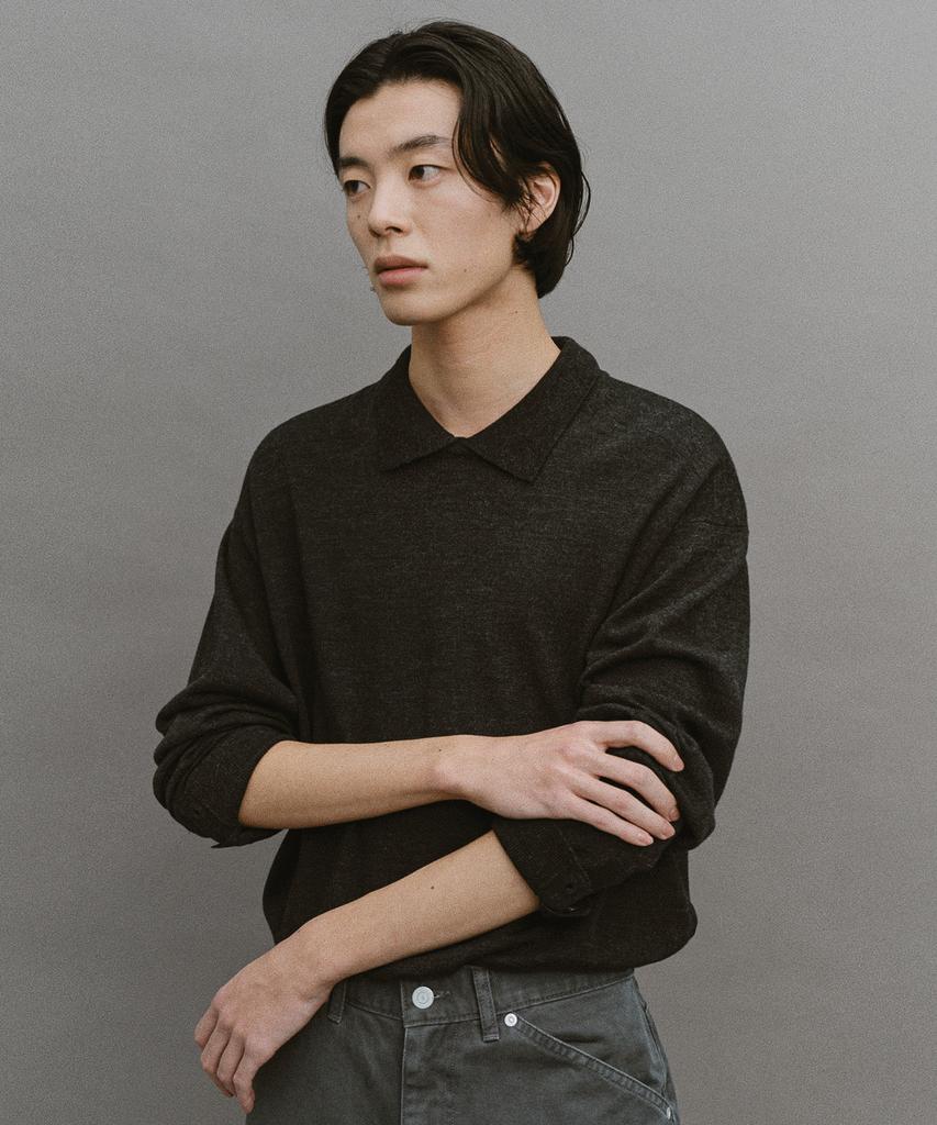 ANOTHER OFFICE Soutien Collar Knit Pullover (Almost Black)