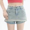 Летние повседневные простые широкие джинсы для женщин с высокой талией, элегантные синие свободные джинсовые шорты, женские модные винтажные джинсовые шорты для девочек 24235