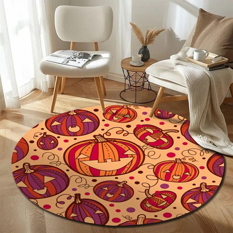 Cozy Round Botanical Multicolor Accent Rug, Non-Slip Floor Mat for Family Room