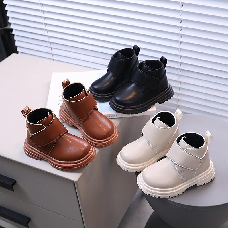 Kids' Martin Boots - Solid Color Short Boots for Boys and Girls. Soft Bottom, Non-Slip Leather Boots for Spring and Autumn