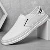 FashionLightweight Summer Men Casual Shoes Genuine Leather Male Luxury White Sneakers Brand Slip-on Men Loafers Breathable Men's Shoes