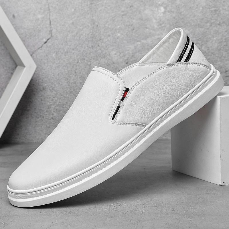 Lightweight Summer Men Casual Shoes Genuine Leather Male Luxury White Sneakers Brand Slip-on Men Loafers Breathable Men's Shoes