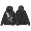 Unisex Oversized Hooded Sweatshirt With Tropical Palm Print Streetwear Cotton Fleece Pullover Winter