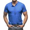Летняя мужская повседневная мужская одежда Классическая мужская футболка хенли Бамбуковый хлопок Чистый хлопок Футболка с коротким рукавом Ощущение прохлады