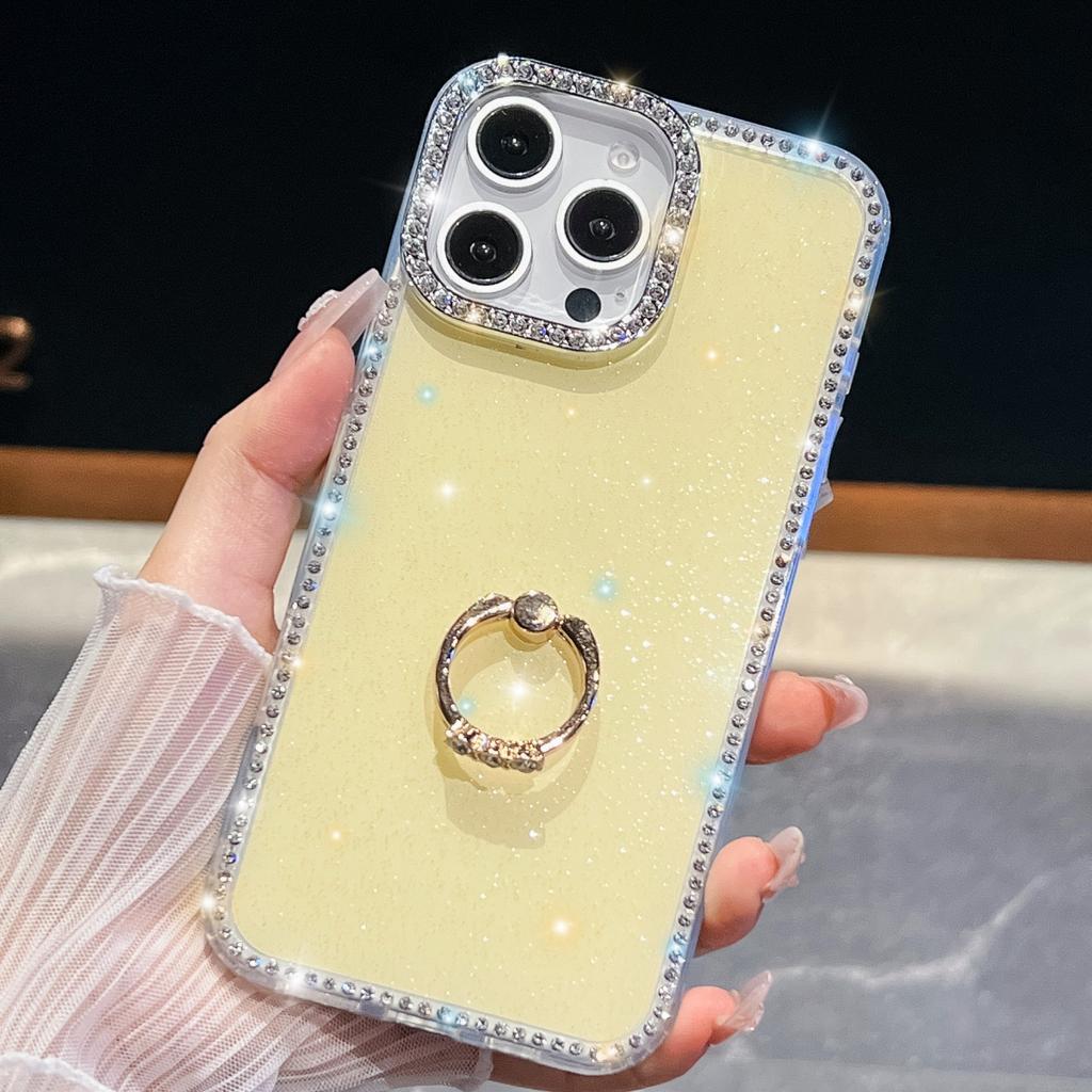 IMD Глиттерные Звезды Покрытие Кольцо для Пальца Алмазный Чехол Для iPhone 17 Air 16 E 15 14 13 Pro Max Plus Стразы Прозрачный Ударопрочный Чехол