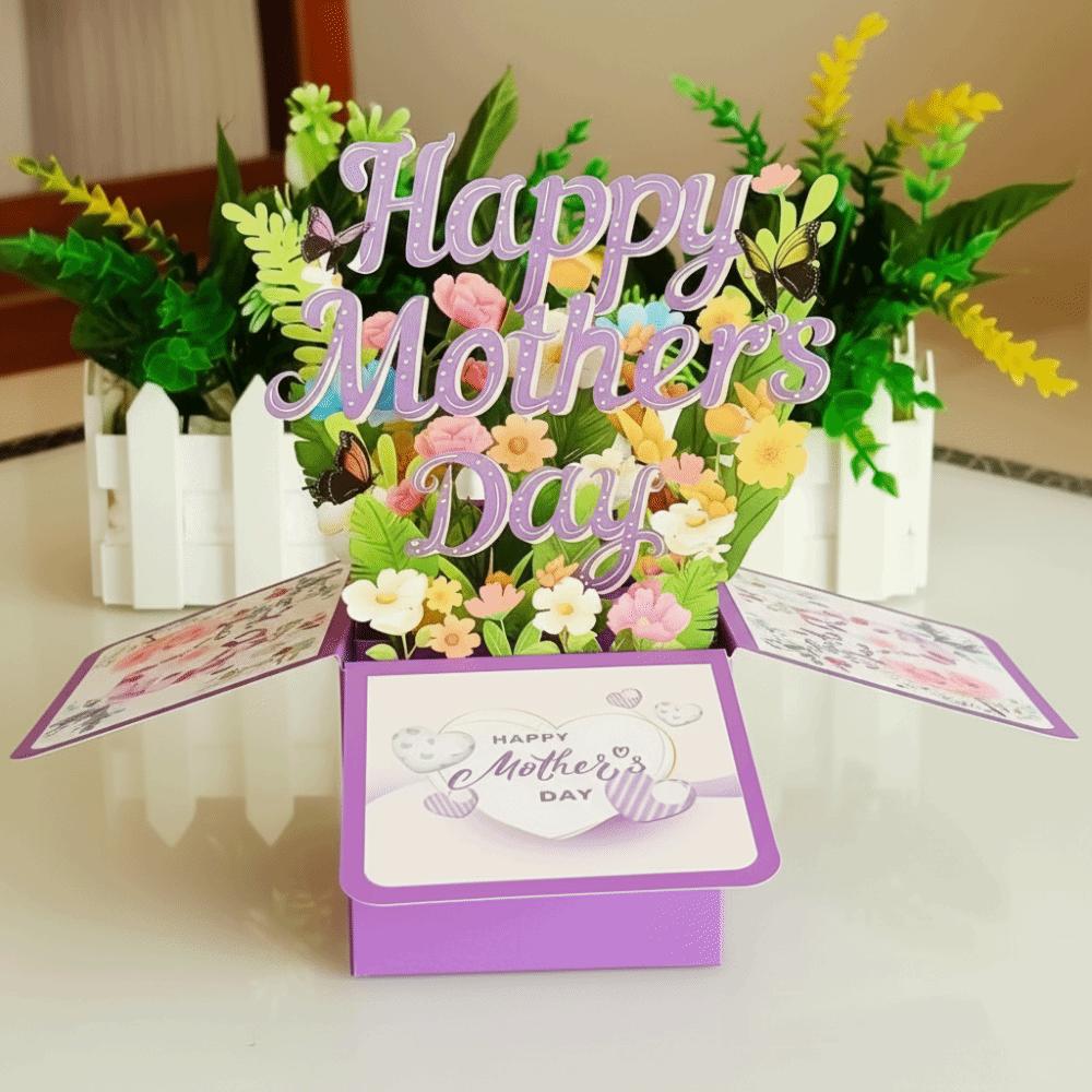 Surprise Flower 3D Mother's Day Card Butterfly Creative Mom Greeting Card Best Wishes Gifts Flower Pop Up Card Party Decoration