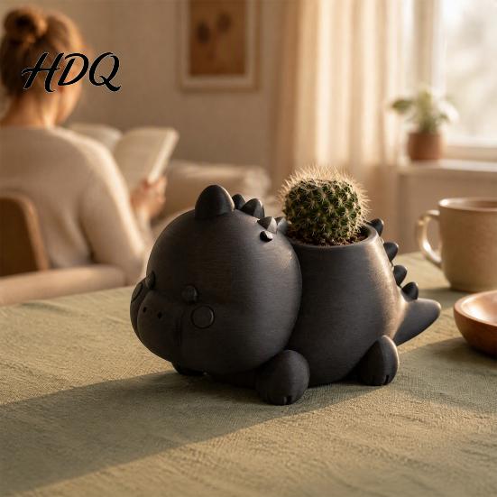 Горшок для растений из материала PLA, 3D-печать, в форме динозавра, для суккулентов, милый, для маленьких зеленых растений, кактус, мини-растения, декоративный, для рабочего стола, цветок, уникальный