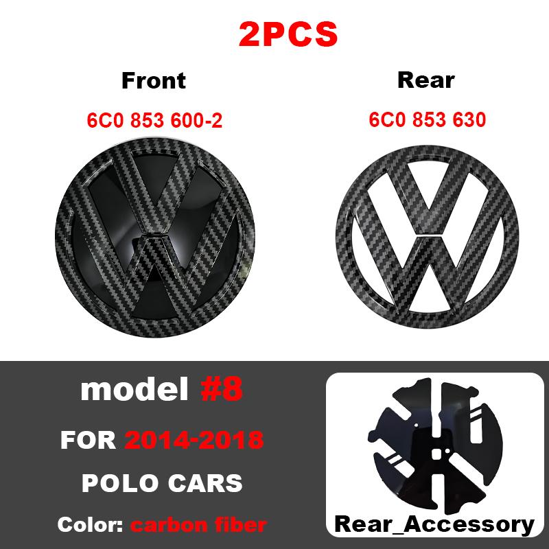 ABCD1 VW Car Front Grill Badge Rear Trunk Lid Emblem Logo 6C0853600 Auto Accessories For Volkswagen Polo 6 6C 2014 2015 2016 2017 2018