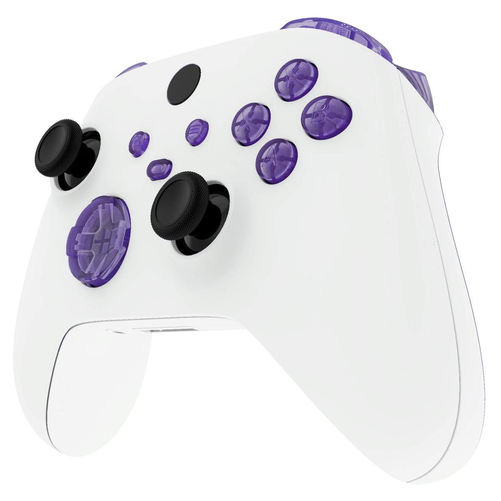 EXtremeRate Прозрачные сменные кнопки для Xbox Series X LB RB LT RT Бамперы Триггеры ABXY Синхронизация Кнопка Share и X, D-pad Start/Back [Прозрачный Фиолетовый]