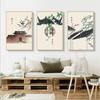 Traditional Chinese Ink Building Wall Art Canvas Painting Bamboo Posters and Prints Wall Pictures for Living Room Home Decor