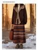 Двусторонняя юбка-фонарик с высокой талией из флиса в стиле Fair Isle для женщин, Осенне-зимняя коллекция