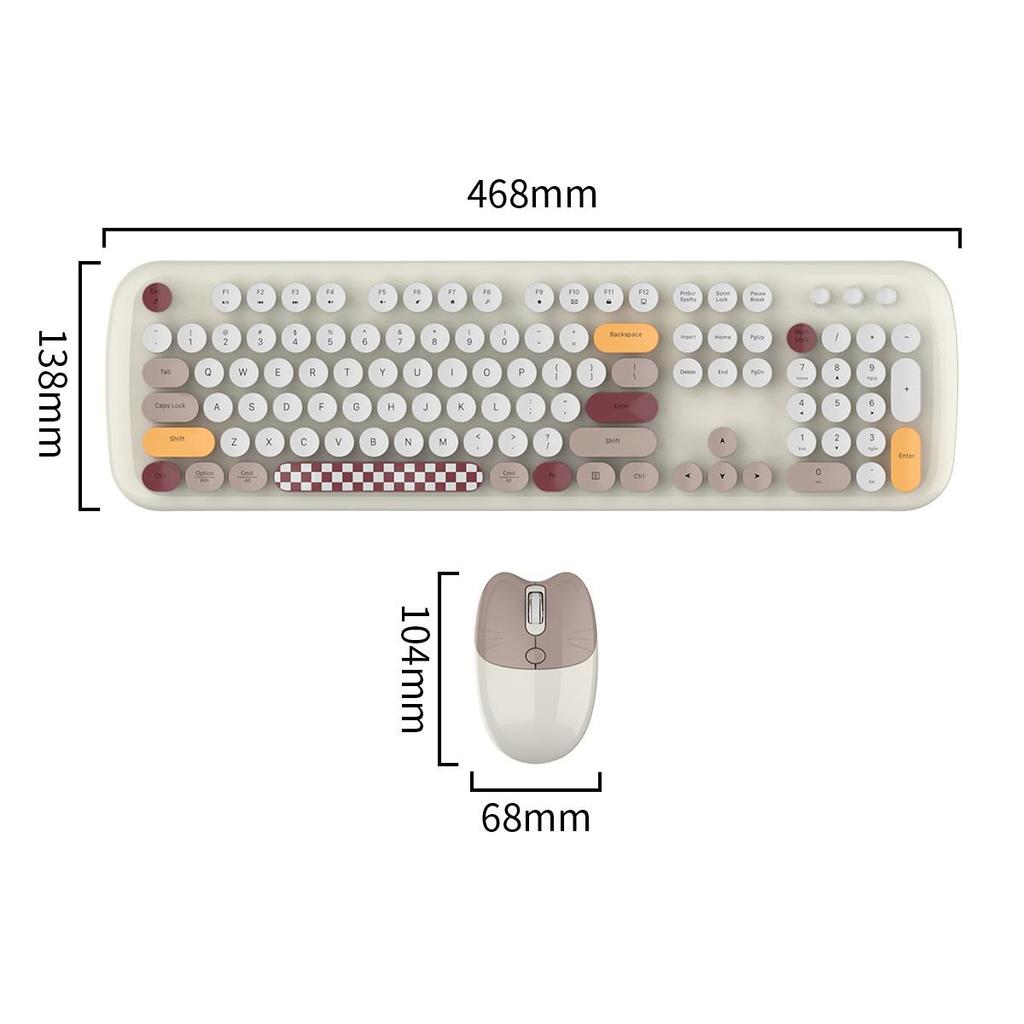 MOFII 2.4G Wireless Keyboard and Mouse Combo Retro Wireless Keyboard with Round Key Keycap Spanish Gaming Keyboard and Mouse Kit