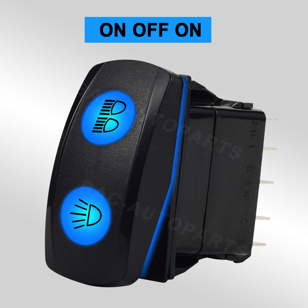 12V 24V Blue LED Rocker Switch DPDT 3 Position Momentary Latching 10 Pin Waterproof for Winch Wiper Trim Tabs Car Marine Boat RV Battery Switches5