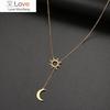 Stainless Steel Sun Totem And Moon Necklace For Women Fashionable Exquisite Summer Must-Have Party For Friend Jewelry
